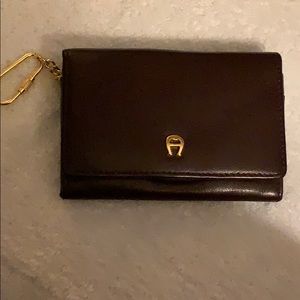 Etienne Aigner card holder with key ring Leather